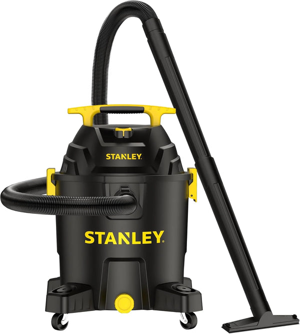 2025 STANLEY 10 Gallon Wet Dry Vacuum, 6 Peak HP Poly Built-in Drain Shop Vac Blower with Powerful Suction, Multifunctional Shop Vacuum W/ 6 Horsepower Motor for Job Site, Garage, Basement, Van, Workshop