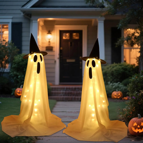 2025 Halloween Decorations Outdoor Indoor, 2 Packs Light up Ghost Kit with Remote Con