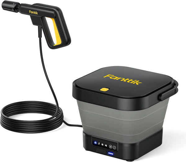 2025 Fanttik NB8 Fold Cordless Electric Pressure Washer w/3.2Gal Tank, 5-in-1 Nozzle, Max 220PSI, 10FT Hose, 4000mAh Lithium Battery, Type-C Charging, Portable Sprayer Washer for Camping, Pet Cleaning