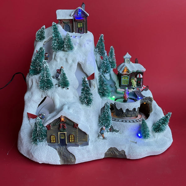 2025 Holiday Living Animated Musical Ski Scene Christmas Lights & Music Songs 0527828