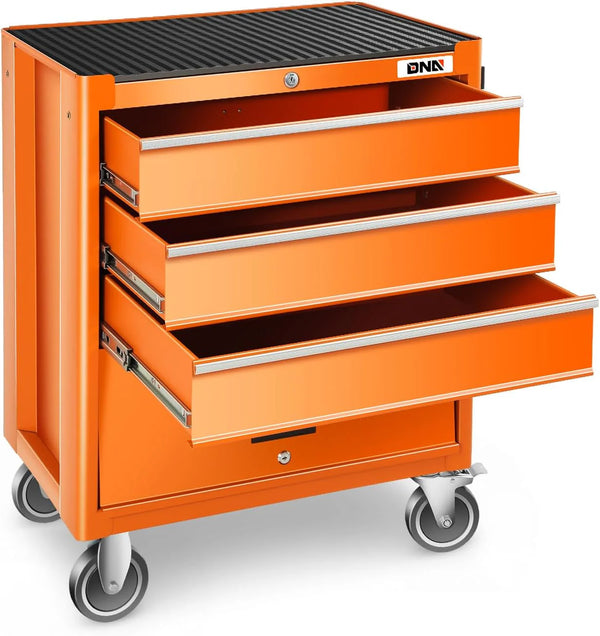 2025 3-Drawer Rolling Tools Chest, Rolling Tool Storage Cabinet, Heavy Duty Mechanic Tool Cart, Trolley Organizer for Garage, Warehouse, Workshop, Orange, TOOLS-00400