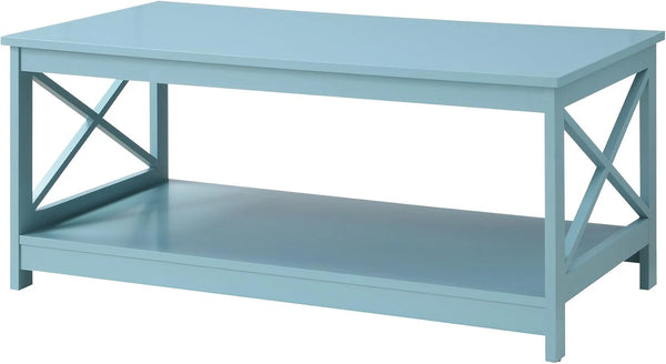 2025 Convenience Concepts Oxford Coffee Table with Shelf, Sea Foam Blue
