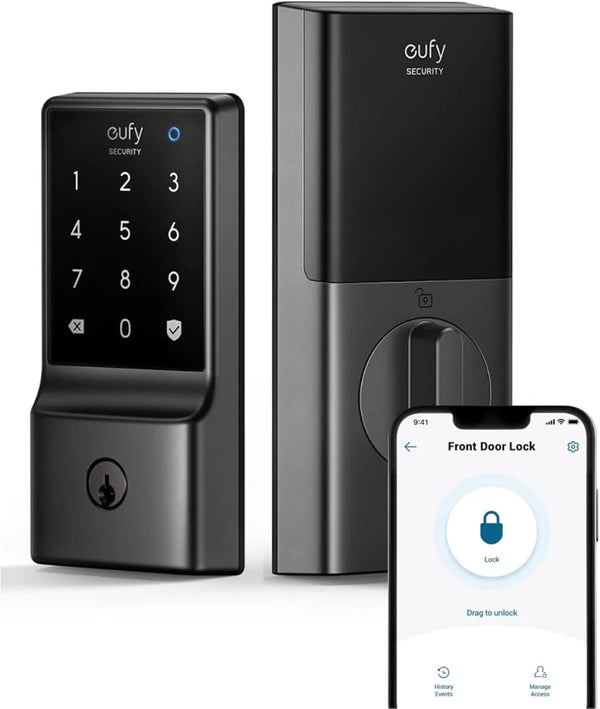 2025 eufy Security Smart Lock C210, Keyless Entry Door Lock, Built-in WiFi Deadbolt, Smart Door Lock, No Bridge Required, Easy Installation, Touchscreen Keypad, App Remote Control, 4 AA Batteries Included