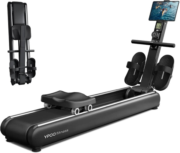 2025 Rowing Machines for Home, Magnetic Row Machine Foldable, 16 Levels Quiet Resistance Rowing Machine with Dual Slide Rail, Folding Indoor Rowers Compact with Max 350lb Weight Capacity