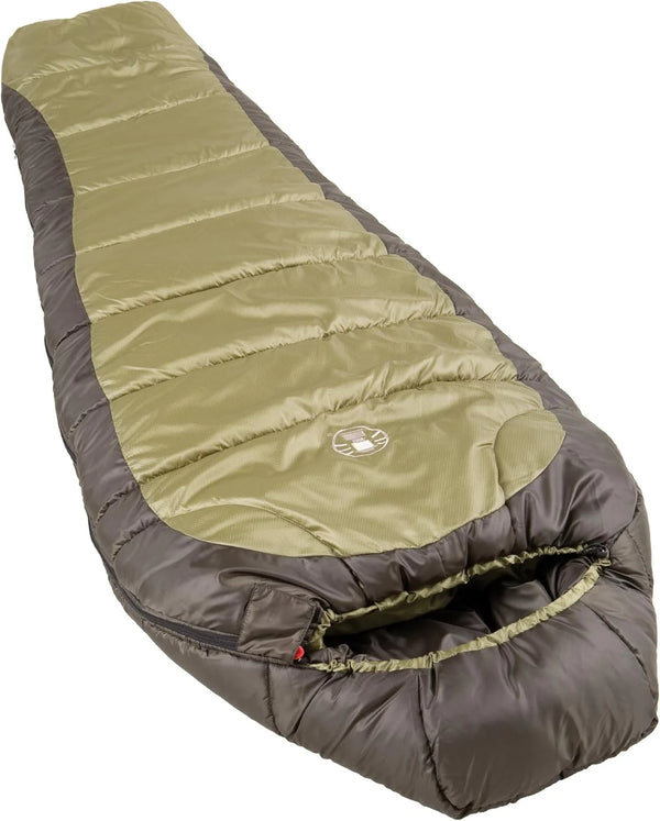 2025 Coleman North Rim 0°F Big & Tall Sleeping Bag, Cold-Weather Mummy Sleep Sack with No-Snag Zipper & Adjustable Hood for Warmth & Ventilation, Large Camping Sleeping Bag