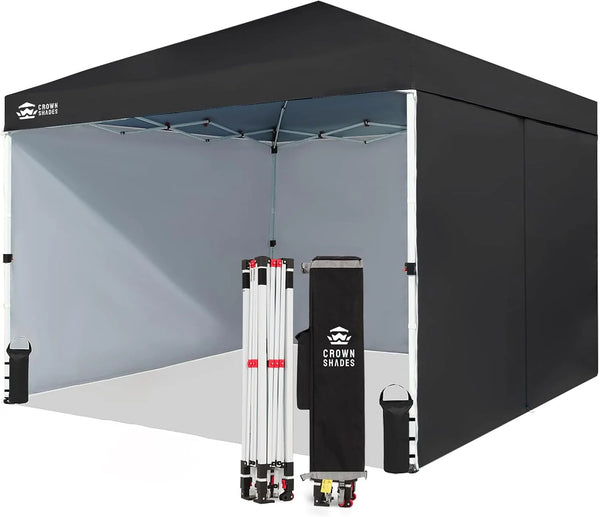 2025 10X10 Comercial Instant Canopy Pop Up Tent with Center Lock (10x10 with 4 Sidewalls, Black)