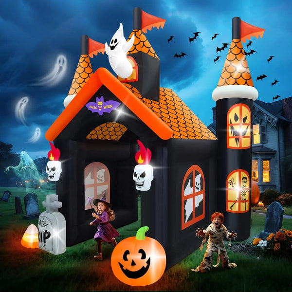 2025 12FT Halloween Inflatable Archway with LED Light, Kalolary Large Haunted House Inflatable Ghost Pumpkin Blow up Tunnel Halloween Outdoor Yard Decoration for Halloween Party Home Lawn Family