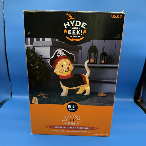 2025 HTF Hyde and Eek! Pirate White Cat Lit Halloween Light Up Indoor/Outdoor Prop