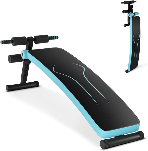 2025 Sit up Bench, Folding Adjustable Workout Bench for Ab Exercise, Curved Incline/Decline Slant Bench, Foldable Strength Training Weight Bench, Situps Abs Workout Equipment